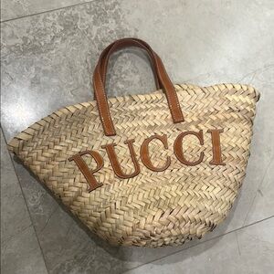Tan Woven Straw Tote Bag
